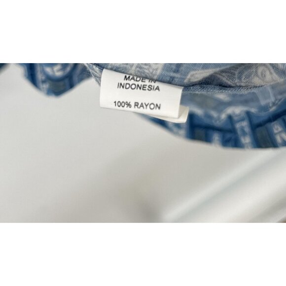 Atomic Tiki 2XB Hawaiian Camp Shirt Men's Blue Surf Wooden Buttons Short Sleeve - Picture 3 of 5